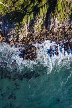 Hermanus sahilinin havadan görünüşü, Batı Burnu, Güney Afrika, Afrika
