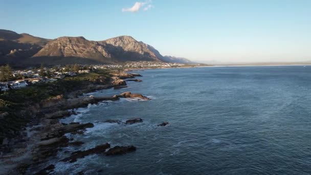 Letecký Pohled Pobřeží Hermanusu Západní Mys Jihoafrická Republika Afrika — Stock video