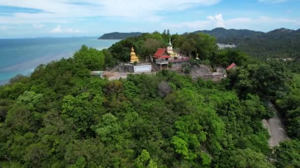 Vue Aérienne Temple Wat Khao Chedi Bouddha Koh Samui Thaïlande — Video