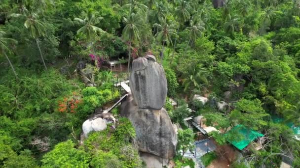 Vista Aérea Pedra Sobreposição Koh Samui Tailândia Imagens Alta Qualidade — Vídeo de Stock