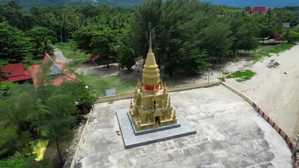 Wat Phra Chedi Laem Pagoda Nın Havadan Görünüşü Koh Samui — Stok video