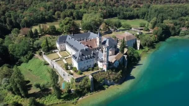 Vedere Aeriană Abației Hautecombe Sau Abbaye Dhautecombe Savoie Franța Europa — Videoclip de stoc