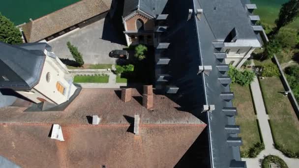 Αεροφωτογραφία Του Αβαείου Του Hautecombe Abbaye Dhautecombe Στη Savoie Γαλλία — Αρχείο Βίντεο