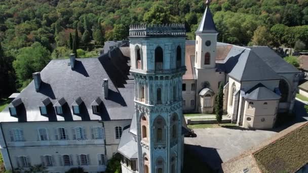 Vista Aérea Abadía Hautecombe Abbaye Dhautecombe Savoie Francia Europa — Vídeo de stock