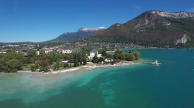 Haute Savoie, Fransa ve Avrupa 'daki Annecy Şehir Merkezi' nin hava manzarası