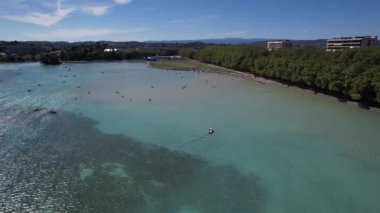 Haute Savoie, Fransa ve Avrupa 'daki Annecy Şehir Merkezi' nin hava manzarası