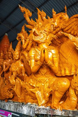 Wat Phra 'da balmumu oymaları ve heykeller. Nong Bua, Ubon, Tayland, Güney Asya' da.