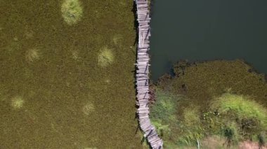 Gae Dam ahşap köprüsü Roi Et, Tayland, Güney Doğu Asya