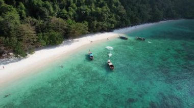 Tayland, Krabi 'deki Koh Phi Adası' ndaki maymun kumsalı manzarası.
