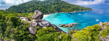 Phang Nga, Tayland, Güney Asya 'daki Similan adasının havadan görünüşü
