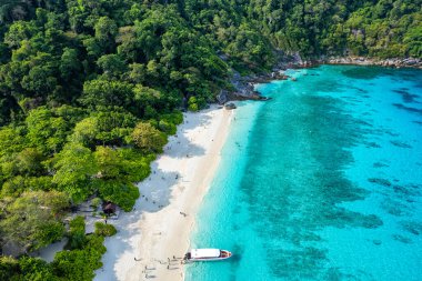 Phang Nga, Tayland, Güney Asya 'daki Similan adasının havadan görünüşü