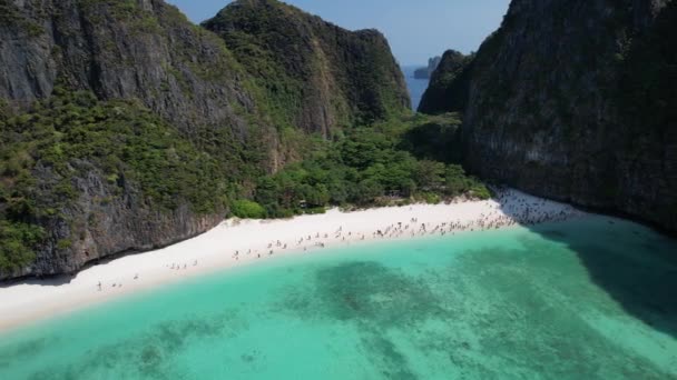 Vista Aérea Bahía Maya Koh Phi Phi Leh Krabi Tailandia — Vídeos de Stock