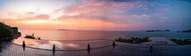 View of Cape Panwa beach at sunset, in Phuket, Thailand, south east Asia