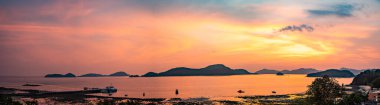 View of Cape Panwa beach at sunset, in Phuket, Thailand, south east Asia