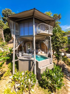 Koh yao noi 'deki ağaç ev, Phang Nga, Tayland, Güney Doğu Asya