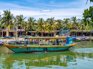 Hoi 'deki cadde manzarası Vietnam' daki antik bir kasaba. Yüksek kalite fotoğraf