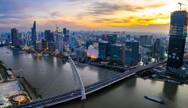 Ho Chi Minh şehrinin veya Saigon 'un havadan görünüşü, Vietnam, Güney Doğu Asya