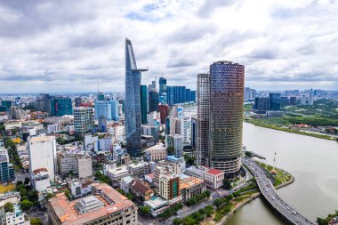 Ho Chi Minh şehrinin veya Saigon 'un havadan görünüşü, Vietnam, Güney Doğu Asya