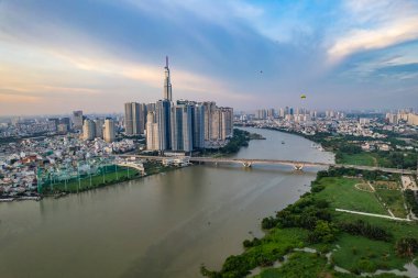 Ho Chi Minh şehrinin veya Saigon 'un havadan görünüşü, Vietnam, Güney Doğu Asya