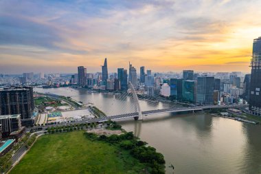 Ho Chi Minh şehrinin veya Saigon 'un havadan görünüşü, Vietnam, Güney Doğu Asya