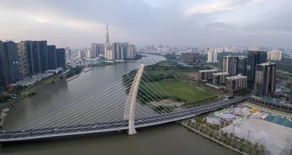 stock image Aerial view of Ho Chi Minh city or Saigon, in Vietnam, south east asia