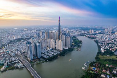 Ho Chi Minh şehrinin veya Saigon 'un havadan görünüşü, Vietnam, Güney Doğu Asya