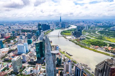 Ho Chi Minh şehrinin veya Saigon 'un havadan görünüşü, Vietnam, Güney Doğu Asya