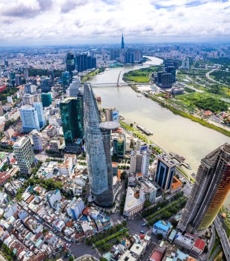 Ho Chi Minh şehrinin veya Saigon 'un havadan görünüşü, Vietnam, Güney Doğu Asya