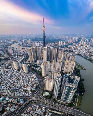 Ho Chi Minh şehrinin veya Saigon 'un havadan görünüşü, Vietnam, Güney Doğu Asya