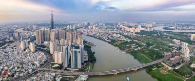 Ho Chi Minh şehrinin veya Saigon 'un havadan görünüşü, Vietnam, Güney Doğu Asya