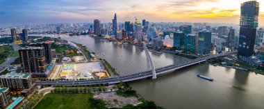 Ho Chi Minh şehrinin veya Saigon 'un havadan görünüşü, Vietnam, Güney Doğu Asya