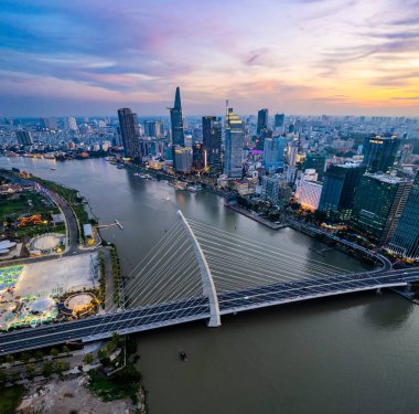 Ho Chi Minh şehrinin veya Saigon 'un havadan görünüşü, Vietnam, Güney Doğu Asya