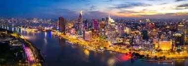 Ho Chi Minh şehrinin veya Saigon 'un havadan görünüşü, Vietnam, Güney Doğu Asya