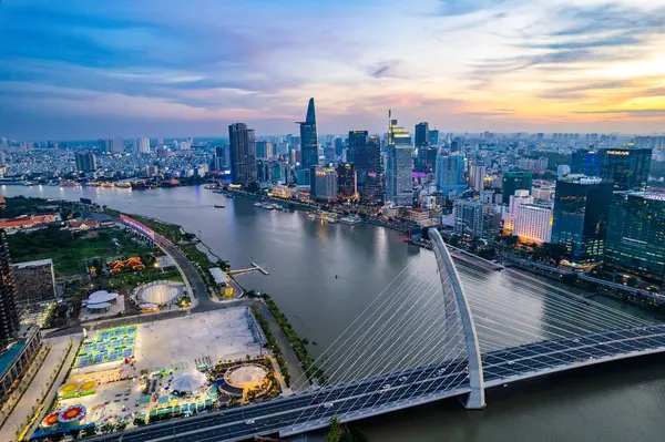 stock image Aerial view of Ho Chi Minh city or Saigon, in Vietnam, south east asia