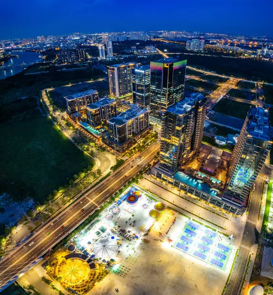 stock image Aerial view of Ho Chi Minh city or Saigon, in Vietnam, south east asia