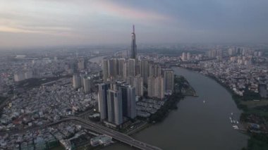 Ho Chi Minh şehrinin veya Saigon 'un havadan görünüşü, Vietnam, Güney Doğu Asya