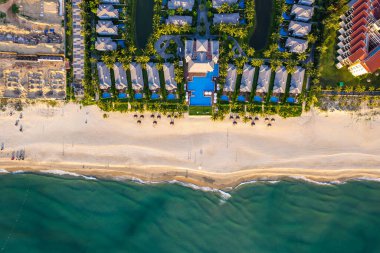 Da Nang 'daki Non Nuoc Plajı' nın havadan görünüşü, Vietnam, Güney Doğu Asya