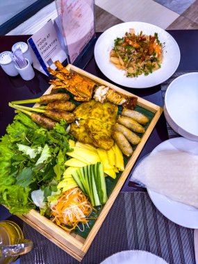 Da Nang, Vietnam 'da Vietnam yemeği spesiyali. Yüksek kalite fotoğraf