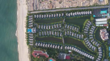 Da Nang 'daki Non Nuoc Plajı' nın havadan görünüşü, Vietnam, Güney Doğu Asya