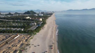 Da Nang 'daki Non Nuoc Plajı' nın havadan görünüşü, Vietnam, Güney Doğu Asya