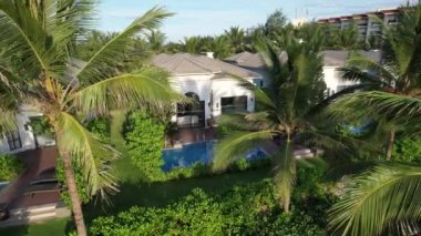 Da Nang 'daki Non Nuoc Plajı' nın havadan görünüşü, Vietnam, Güney Doğu Asya