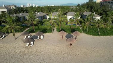 Da Nang 'daki Non Nuoc Plajı' nın havadan görünüşü, Vietnam, Güney Doğu Asya