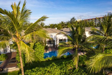 Da Nang 'daki Non Nuoc Plajı' nın havadan görünüşü, Vietnam, Güney Doğu Asya