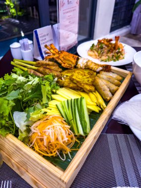 Da Nang, Vietnam 'da Vietnam yemeği spesiyali. Yüksek kalite fotoğraf