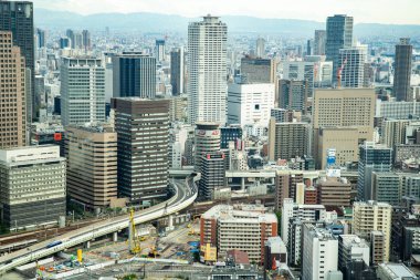 Osaka, Japonya 'daki Umeda Gökyüzü Binası' ndan görüntü. Yüksek kalite fotoğraf