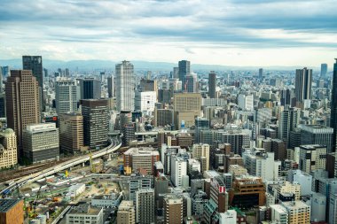Osaka, Japonya 'daki Umeda Gökyüzü Binası' ndan görüntü. Yüksek kalite fotoğraf