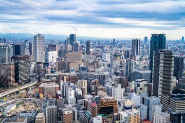Osaka, Japonya 'daki Umeda Gökyüzü Binası' ndan görüntü. Yüksek kalite fotoğraf