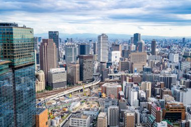 Osaka, Japonya 'daki Umeda Gökyüzü Binası' ndan görüntü. Yüksek kalite fotoğraf
