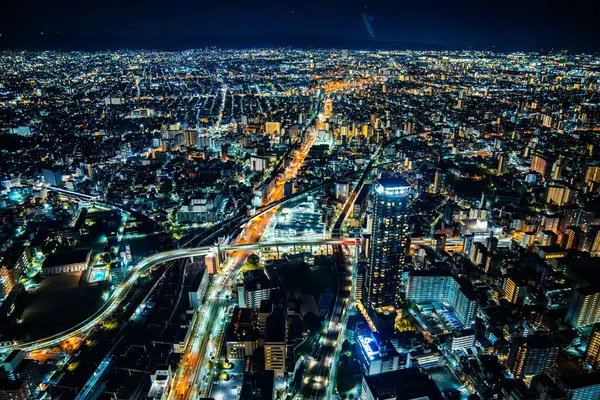 stock image View of Osaka by night from Abeno Harukas Building, Japan. High quality photo