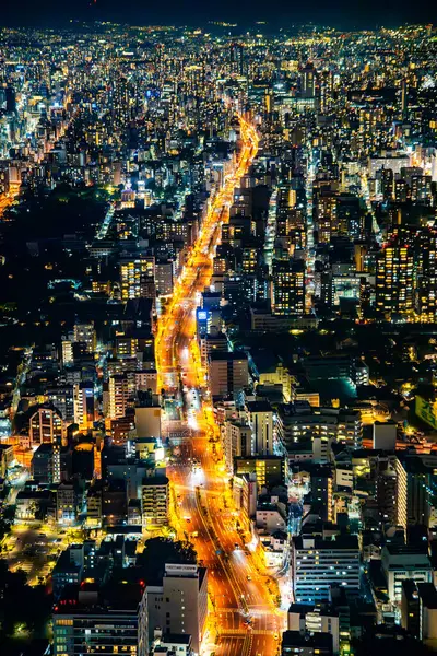 stock image View of Osaka by night from Abeno Harukas Building, Japan. High quality photo